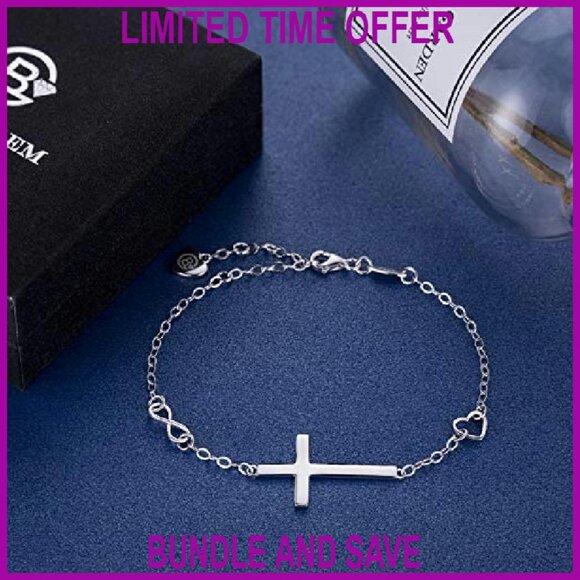 Sterling Silver Cross Infinity Heart Bracelet, 21.5cm, Religious Jewelry Gift - Picture 3 of 8